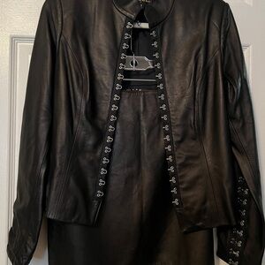 Leather Hooked Jacket & Skirt set